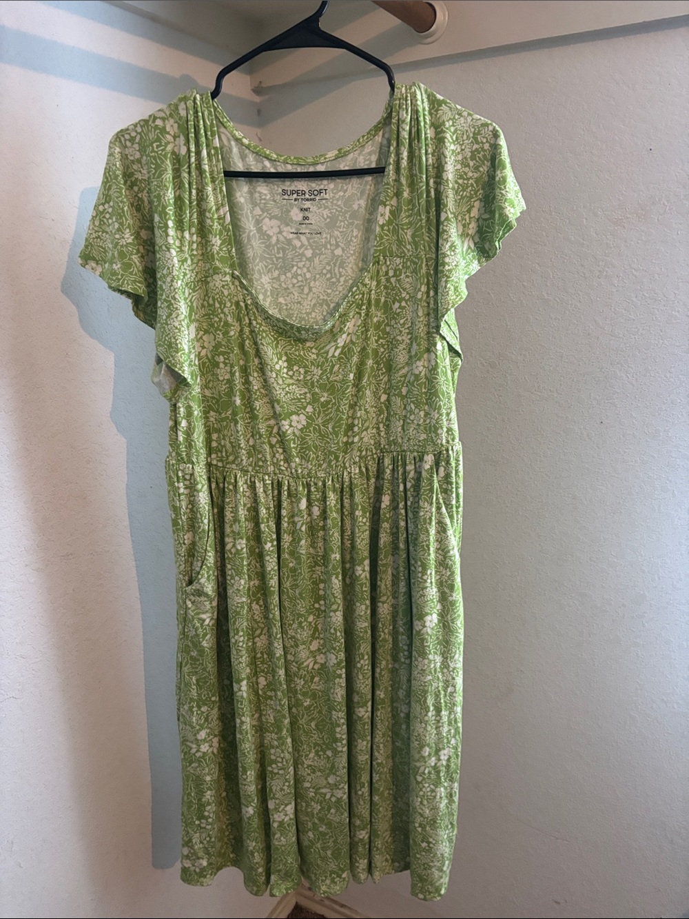 torrid Light Green Floral Midi Dress with Scoop Neck